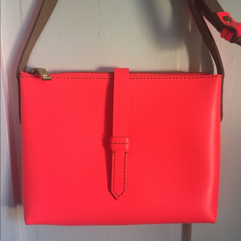 JCrew Hot Pink Leather Crossbody Bag Purse